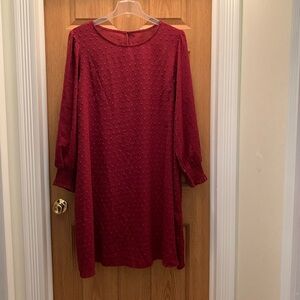 SHEIN Long Sleeve Burgundy Dress
